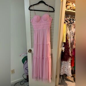 Chic Pink Maxi Dress with Spaghetti Straps